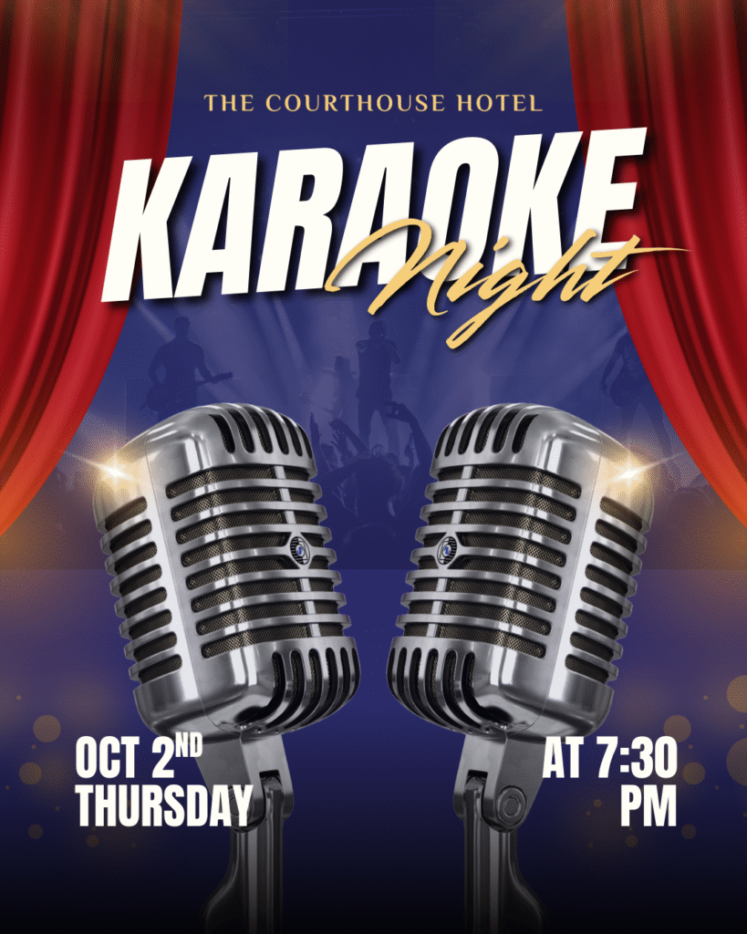 Microphones on stage ready for Karaoke Night at The Courthouse Hotel Smythesdale.