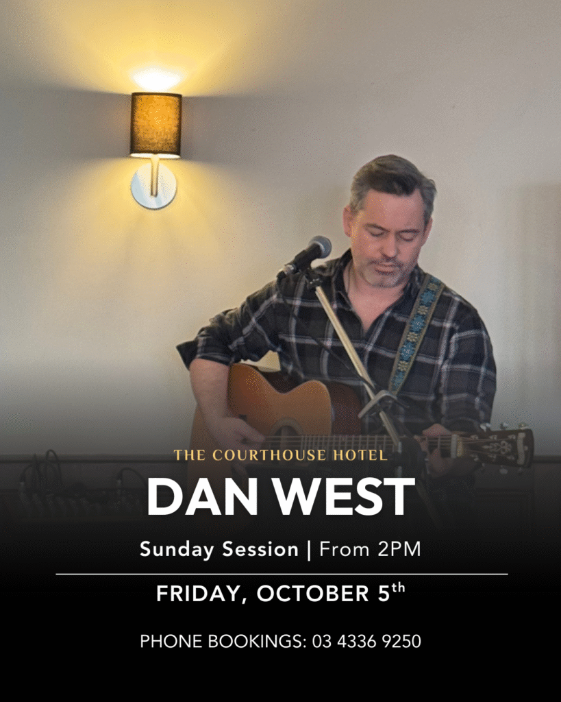Dan West performing acoustic live set at The Courthouse Hotel Smythesdale Sunday Session.