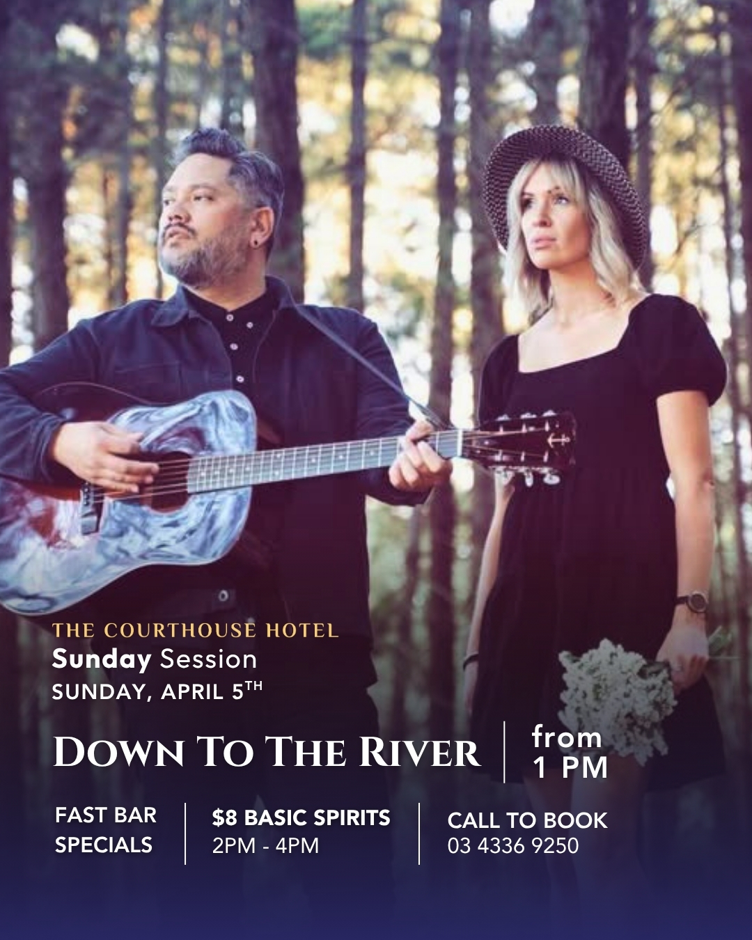 Down To The River performing live at The Courthouse Hotel Smythesdale on Sunday 5 April 2026 from 1PM