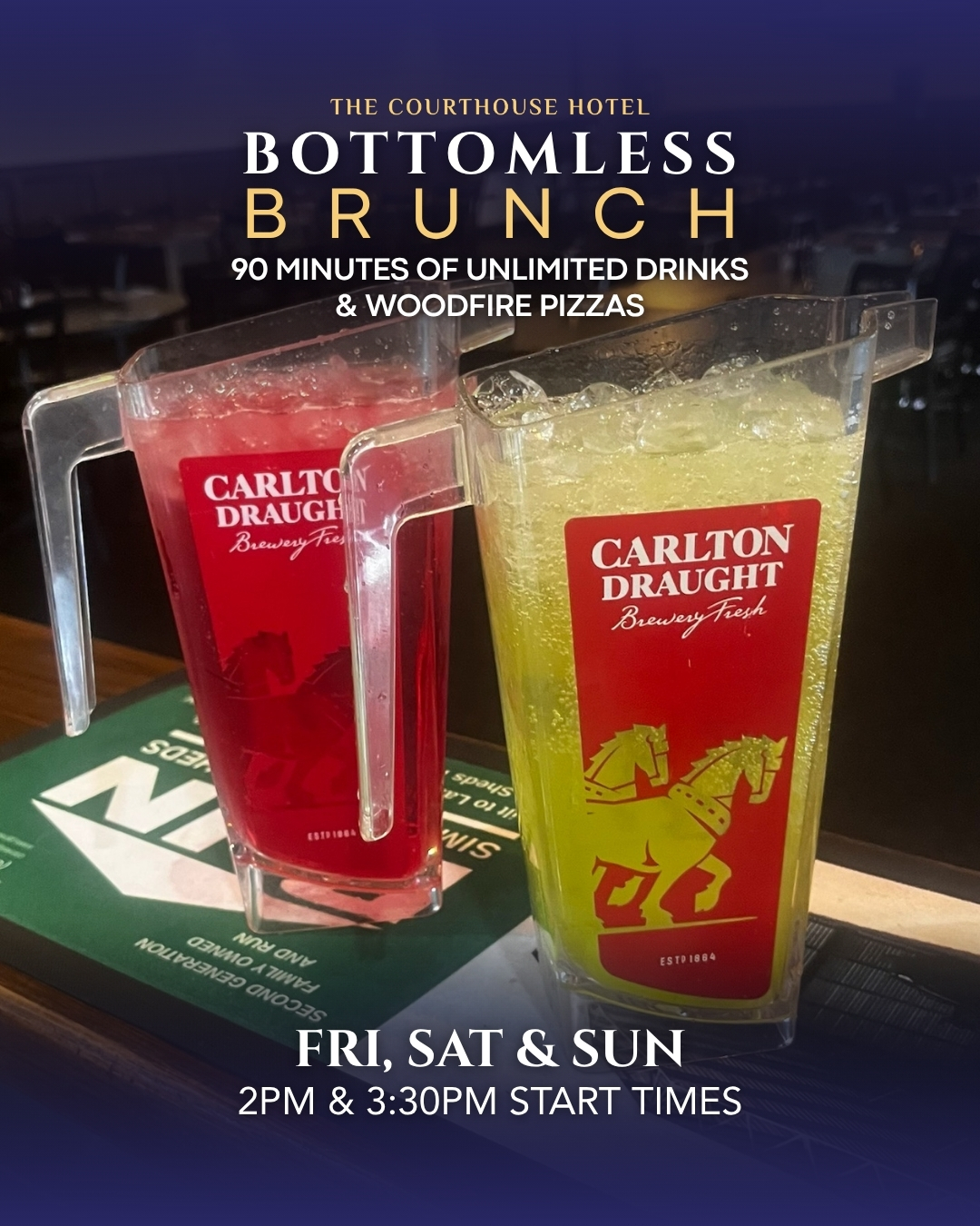 Bottomless Brunch cocktails and woodfired pizzas at The Courthouse Hotel Smythesdale