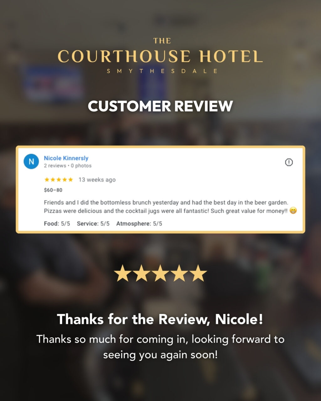 Instagram post from courthousehotelsmythesdale. This post is in position 1.