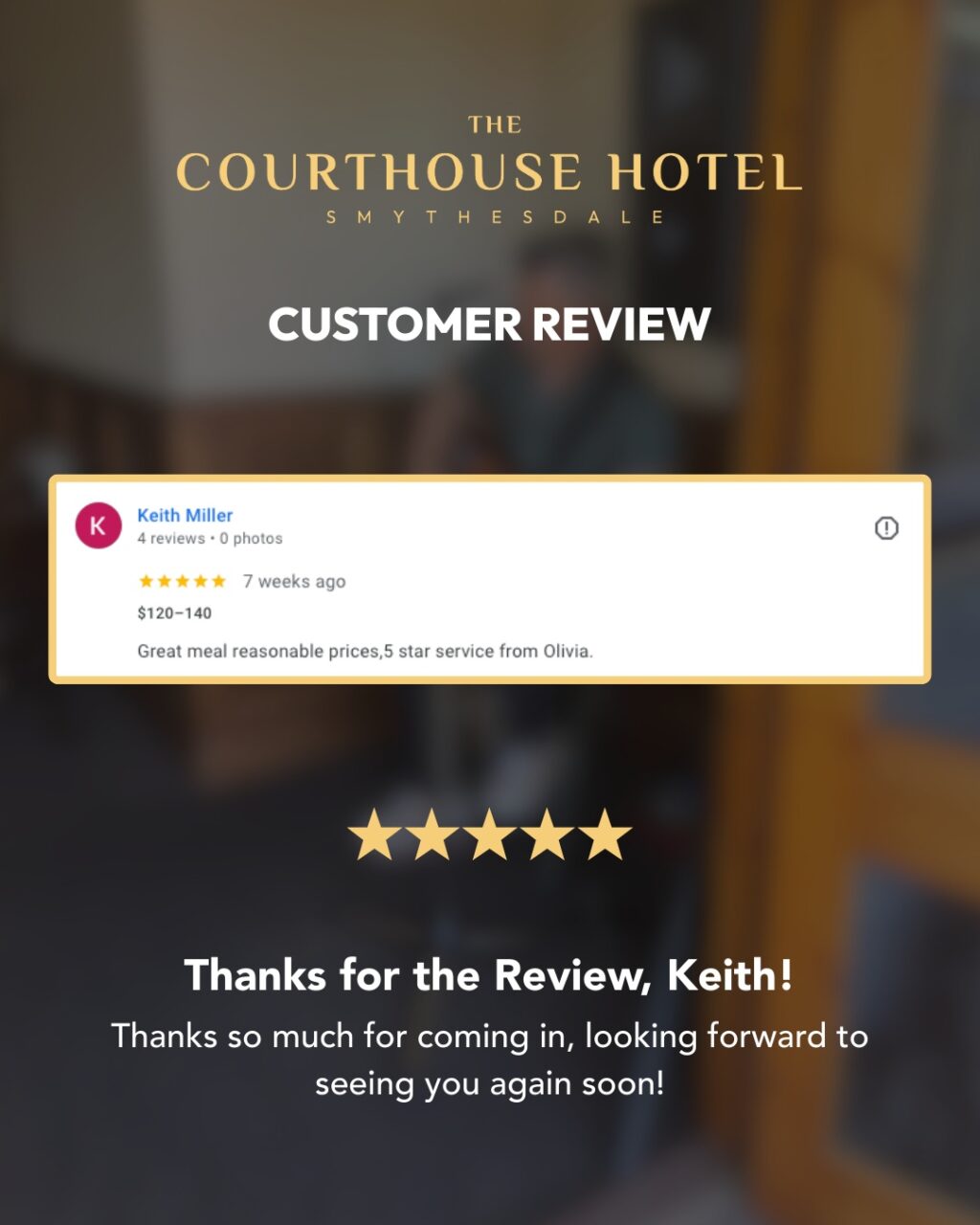 Instagram post from courthousehotelsmythesdale. This post is in position 1.